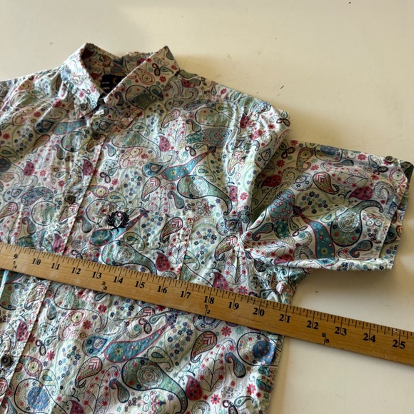 Fred Perry x Liberty Dull Colorful Paisley Designer Button Up Shirt Mens 40 MED - Picture 6 of 8
